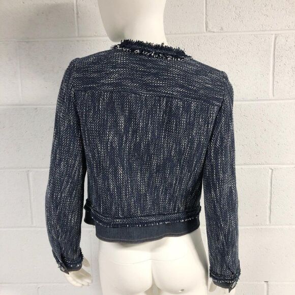 NWT Worth New York Indigo Tweed Fringe Jacket - Picture 5 of 7